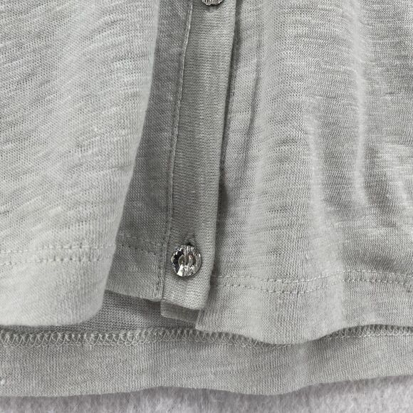 MAJESTIC FILATURES Cardigan 4 L Swarovski Elements Linen Silk Button Front Gray - Picture 7 of 13